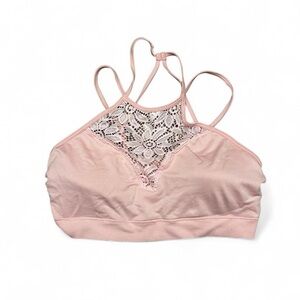 Zenana Outfitters Pink Lace Pullover Halter Bralette Womens L/XL Boho Festival